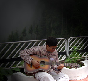 Playing Guitar at Khajjiar Playing Guitar at Khajjiar